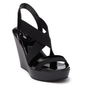 Charles David Black Wedge Heel Sandals (Size 6)